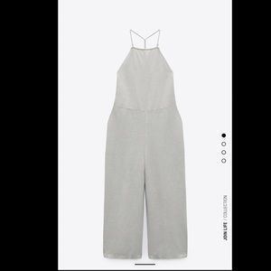 Zara Copped Linen Blend Jumpsuit